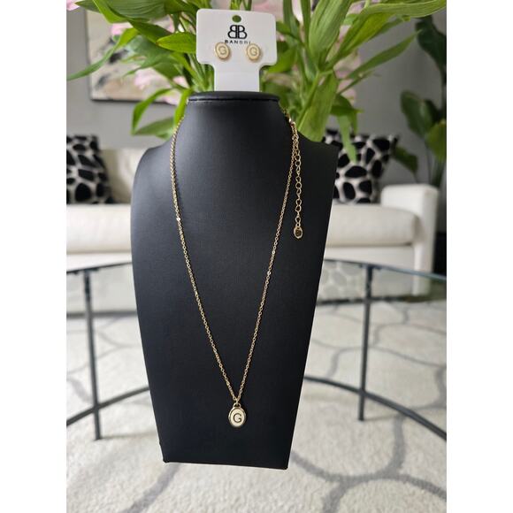 Bansri Gold Initial G Necklace Earrings Set New - Picture 3 of 4